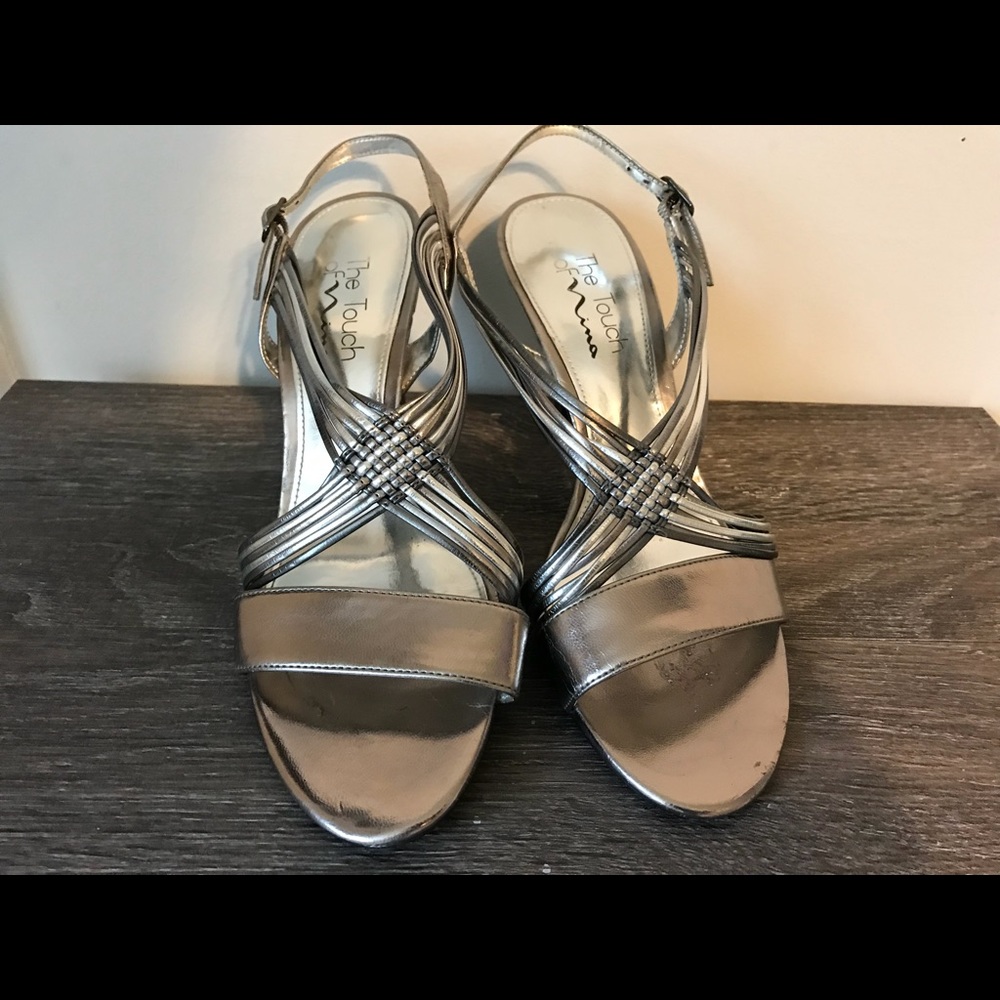 Silver and graphite scrappy heels